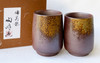 Pair Bizen yaki ware Yunomi Japanese pottery Green Tea Cup Goma style Tosho kiln