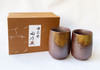 Pair Bizen yaki ware Yunomi Japanese pottery Green Tea Cup Goma style Tosho kiln