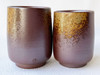 Pair Bizen yaki ware Yunomi Japanese pottery Green Tea Cup Goma style Tosho kiln