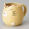 Mino ware Japanese pottery Mug Coffee Tea cup Mat yellow Cat Neko Japan