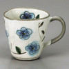 Mino ware Japanese pottery Mug Coffee Tea cup Ara Kohiki flower pattern Blue