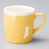 Mino ware Japanese pottery Mug Coffee Tea cup Silhouette Cat Neko Yellow 350ml