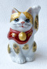 Maneki neko Kutani yaki porcelain Japanese Lucky cat Kinsai Gold Calico Japan