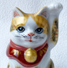 Maneki neko Kutani yaki porcelain Japanese Lucky cat Kinsai Gold Calico Japan