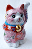 Maneki neko Kutani yaki porcelain Japanese Lucky cat Pink Mori 10.2cm Japan