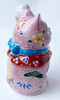 Maneki neko Kutani yaki porcelain Japanese Lucky cat Pink Mori 10.2cm Japan