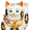 Maneki neko Kutani yaki porcelain Japanese Lucky cat Gold Calico Mike10in Big