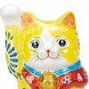 Maneki neko Kutani yaki porcelain Japanese Lucky cat Yellow mori Righthand Japan