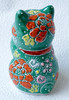 Maneki neko Kutani yaki porcelain Japanese Lucky cat Pray Oinori Green Mori