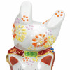 Maneki neko Kutani yaki porcelain Japanese Lucky cat Handstand Hana Chirashi