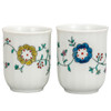 Pair Yunomi Kutani yaki ware Japanese green tea cup set Flower Arabespue Soho