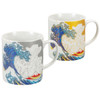 Pair Kutani yaki ware Japanese Mug Tea Coffee Cup Hokusai Katsusika Great wave