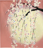 Noren Japanese Hanging Door curtain polyester 33x35' Weeping cherry Moon Pink