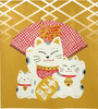 Noren Japanese Hanging Door curtain polyester 33x35' Maneki neko Fuku fan Yellow