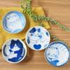 Mino Ware Japanese Small Plate Set Ceramic Cute Cats 3.94 x 0.8 Inches, Set of 4
