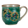 Kutani yaki ware Japanese Mug Coffee Tea Cup Green glaze Marumon pattern Japan