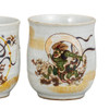 Pair Yunomi Kutani yaki ware Japanese green tea cup set Fujin Raijin God Japan