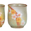 Pair Yunomi Kutani yaki ware Japanese green tea cup set Yoko Flower pattern