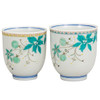 Pair Yunomi Kutani yaki ware Japanese green tea cup set Balloon vine Okanemasa