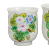 Pair Yunomi Kutani yaki ware Japanese green tea cup set Snow mowin Minoru Kawata