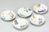 Kutani yaki ware Japanese sarving plate dish set of 5 Neko Cat Okada Kinuyo