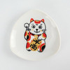 Mino ware Japanese Ceramic small triangle plate Lucky cat Maneki neko set of 5