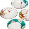 Kutani yaki ware Japanese sarving plate dish set of 5 Hana Usagi Rabbit Japan