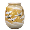 Kutani yaki ware Ceramic Japanese Flower pot Vase Gold foil Crane Yamada Toyoshi