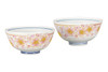 Kutani yaki ware Japanese Rice bowl set of 2 GohanKinsai Sakura Fukuda Shoryu