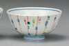Kutani yaki ware Japanese Rice bowl set of 2 GohanIrodori Tokusa Stripe Japan