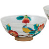 Kutani yaki ware Japanese Rice bowl set of 2 Camellia and Bird Tsubaki japan