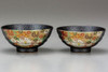 Kutani yaki ware Japanese Rice bowl set of 2 Gold Hanatsume Flower Japan