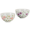Kutani yaki ware Japanese Rice bowl set of 2 Flower Arabesque Pink Purple Japan