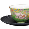 Kutani ware Japanese Cofee Tea cup Saucer Yamankalacquer ware Piglet green Japan