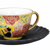 Kutani ware Japanese Cofee Tea cup Saucer Yamankalacquer ware Black Cat Yellow