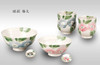 Kutani ware Japanese Rice bowl Gohan Chawan Tea cup Yunomi set Iro-e Camellia
