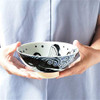 Mino yaki ware Shironami Whale Whie wave Gohan Chawan Rice bowl Big Japan