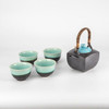 Mino ware Japan Green tea cup pot Dobin Kyusu Yunomi set of 5 Blue sea glaze