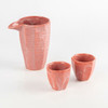 Mino ware Japan Cold Sake cup bottle set of 2 Guinomi Katakuchi Pink Shino
