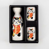 Manekineko Japanese Sakecup and bottle Minoware set of 3Rush of businessFukuraku