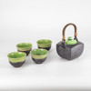 Mino ware Japan Green tea cup pot Dobin Kyusu Yunomi set of 5 Green Spring
