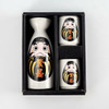 Daruma Japanese Sake cup and bottle Mino ware set of 3 Rush of business Black