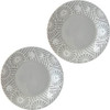 Mino ware KAFU dish Flower Bird Water repellentPalegray Lunch plate set of 2