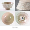 Mino ware KAFU dish Flower Bird Water repellentRice bowl Gohan Greige set of 2