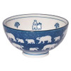 Pair Mino ware pottery White bear Polar Bear Rice bowl Gohan chawan Navy