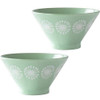 Mino ware pottery Rice bowl Gohan Chawan set of 2 mocoPearl green Japan