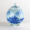 Koro Arita ware Japanese Incense pot Burner Celadon Blue Sansui Landscape Japan
