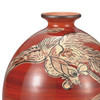 Kutani ware porcelain Japanese flower Vase Phoenix Red and Gold Japan