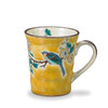 Kutani yaki ware Japanese porcelain Mug Coffee Tea Cup Yellow glaze and Bird