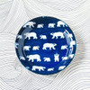 Mino ware pottery White bear Shirokuma Polar Bear Dish plate set of 2 Navy Japan